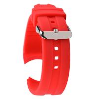 Quality Stylish Silicone Rubber Watch Band Red Color Curved End Wristband 24mm for sale