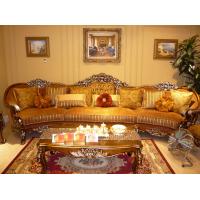 China 3 Seater Wooden Luxury Sofa Set High Resilience Elastic French Baroque Couch ISO9001 for sale