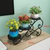 China Metal 28cm Height Ornamental Plant Stand , Three Layers Metal Flower Pot Rack factory
