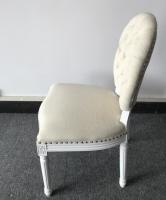 China French style vintage natural oak white wood frame fabric dining chair factory