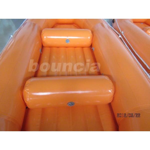 Quality Orange PVC Tarpaulin Fabric Rafting Boat With Reinforced Strips For White Water for sale