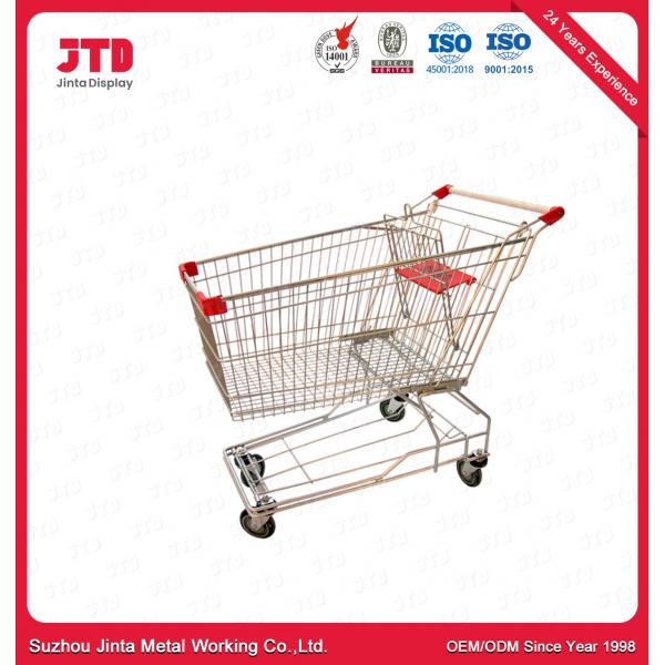 Quality 60L Metal Shopping Trolley 4in PVC Four Wheeled Trolley Cart for sale