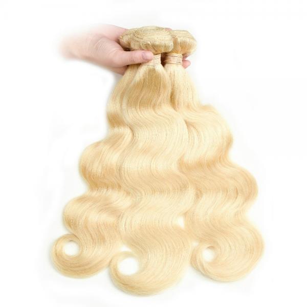Quality 7A Body Wave Blonde Brazilian Curly Hair 613 Colored Hair Extensions No Chemical for sale