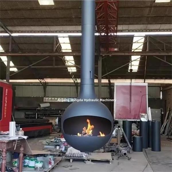 Quality Ceiling Mounted Real Fire Hanging Suspended Stove Wood Burning Steel Fireplace for sale