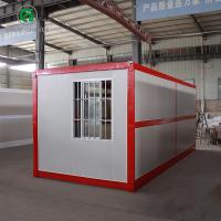 China Prefab Folding Container Home Red Frame Side Glass Door Galvanized Steel Frame Support factory