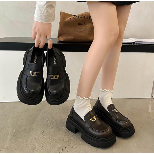 Quality Casual School Leather Shoes Thick Soled Uniform Leather Shoes For Girls for sale