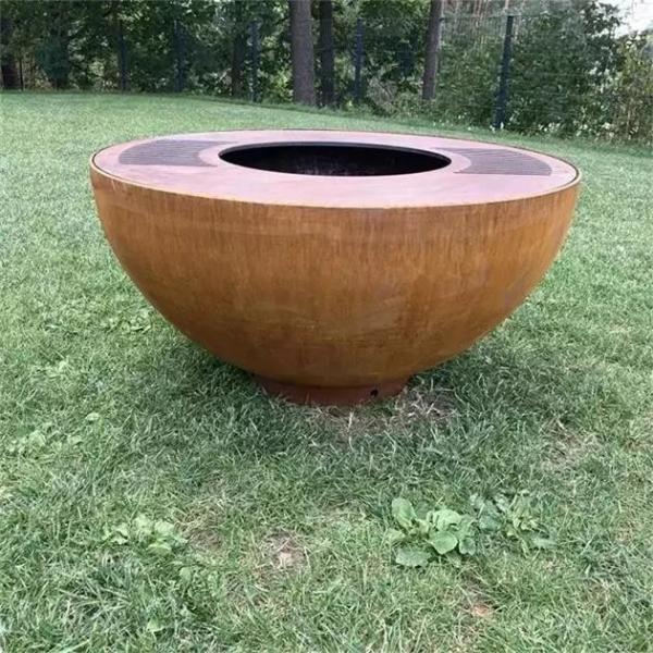 Quality 120cm Outdoor Metal Fire Pit Bowl Grill Corten Steel Hemisphere Barbecue for sale