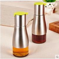 Quality 2015 New Design 2 Piece Glass Oil and Vinegar Bottle Set Stainless Steel Curet for sale