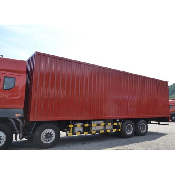 Quality 8X4 LHD Euro 2 336HP Red Commercial Cargo Box Truck 30-60 Tons for sale