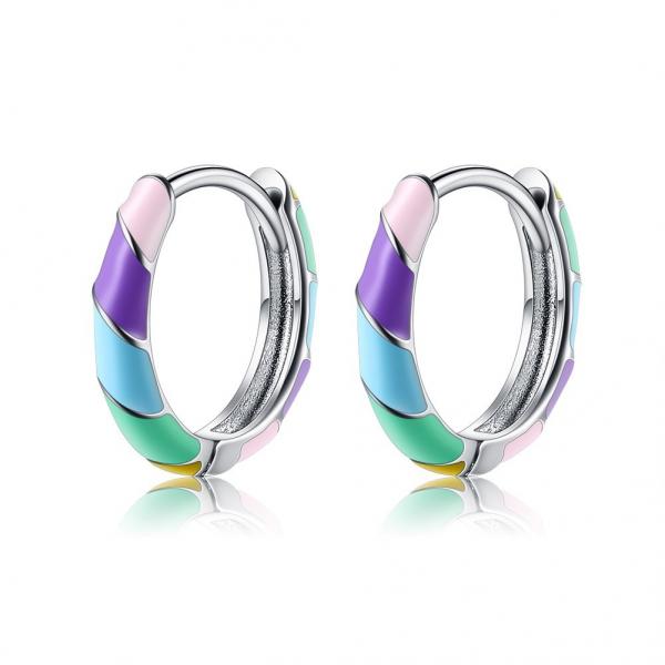 Quality 2.5x20mm 1 Gram Sterling Silver Jewelry Earrings S925 Colorful Hoop Earrings ODM for sale