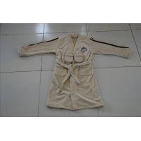 China hooded velour terry beige embroidered kids bathrobes with slipper for sale