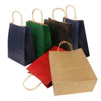 China Flat Bottom Personalized Brown Paper Bags With Paper Twisted Cord Handle factory