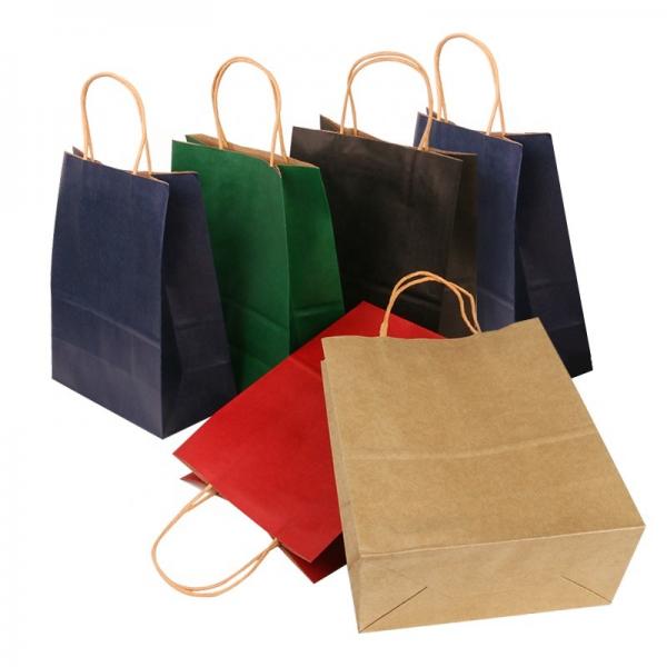 Quality Flat Bottom Personalized Brown Paper Bags With Paper Twisted Cord Handle for sale