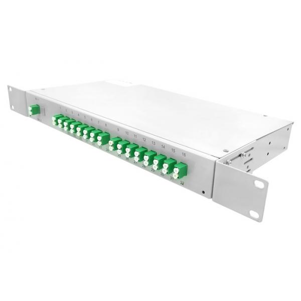 Quality 1U Rack Mount 1 × 32 SM Fiber Optic PLC Splitter 19 Inches LC / APC Connector for sale