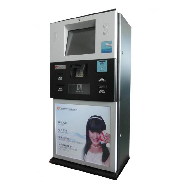 Quality Aluminum Self Service Kiosk with Card Dispenser, Ticket Printer for Cash, Credit Card Payment for sale