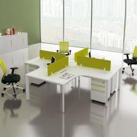 China 120 Degrees White MDF Cubicle 4 Staff Workstation Table For Office Room factory