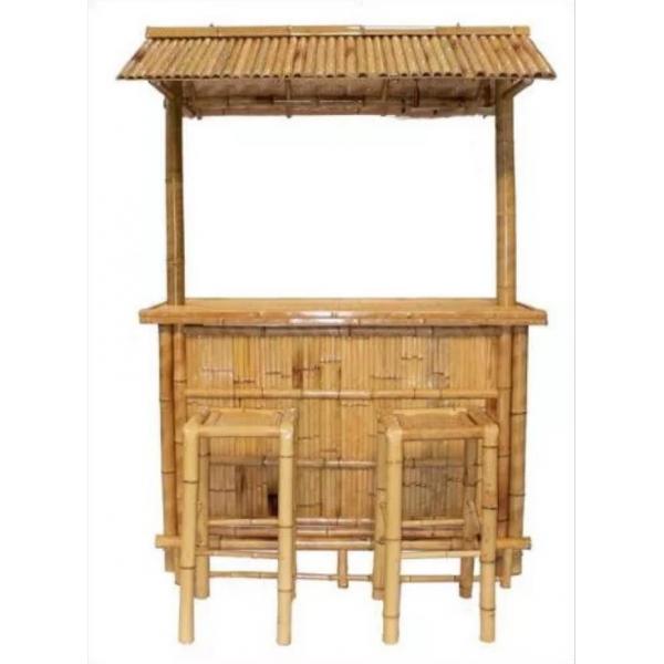 Quality Beach Entertainment Waterproof  Bamboo Tiki Bar 2 4 Bamboo Stool With Back Support for sale
