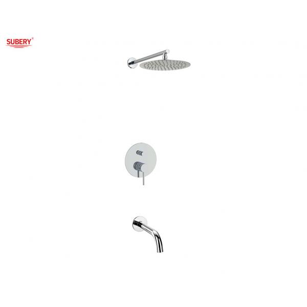 Quality Concealed In Wall Shower Faucet Brass Annular Knurl Handle Chrome OEM Bathroom Bathtub for sale
