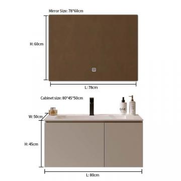 Quality Single Sink Wood Bathroom Vanity Wood Vanity With Mirror 80*45*50CM for sale