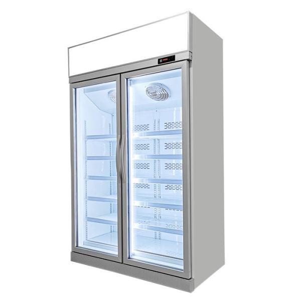 Quality Double Glass Door Upright Commercial Display Freezer Automatic Defrost for sale