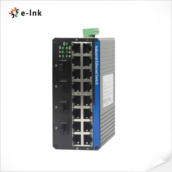 Quality 16 Port Industrial Unmanaged Ethernet Switch with 10/100M Auto-Negotiation, 4x1000Base-FX SFP, Redundant Dual DC Power for sale