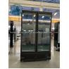 China Commercial 2 Glass Doors Freezer With LED Supermarket Black Painted Steel Upright Deep Freezer factory