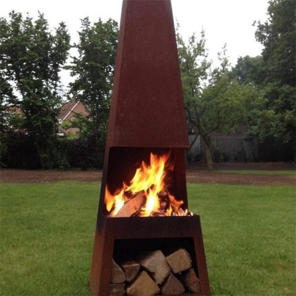 Quality Contemporary Designed Outdoor Fireplace Large Corten Steel Chiminea for sale