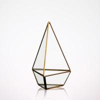 China Handmade Glass Homeware Irregular Diamond Shaped Desktop Glass Terrarium Planter factory