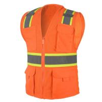China Motorcycle High Visibility Orange Safety Vest Clothing Bulk Multi Pockets factory