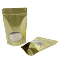 China Customized Recyclable Gold Stand Up  Pouch With Aluminum Foil Clear Window For Candy Coffee Bean Tea factory