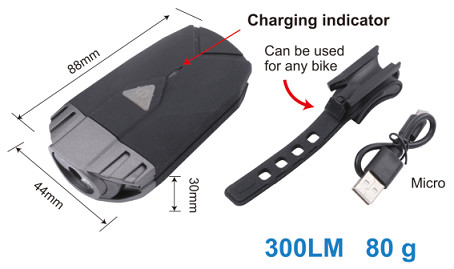 Quality USB Charging Rechargeable LED Cycle Lights 1.3in , Low Brightness USB Bike Front Light for sale