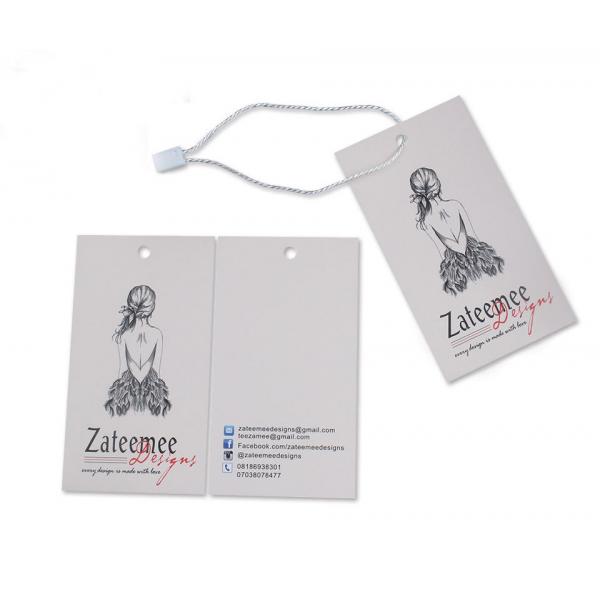 Quality Custom Printed Personalised Centerfold Clothing Paper Swing Tags Supplier for sale