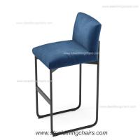 China Floor Mounted Fixed Down European Navy Blue Upholstered Bar Stools factory