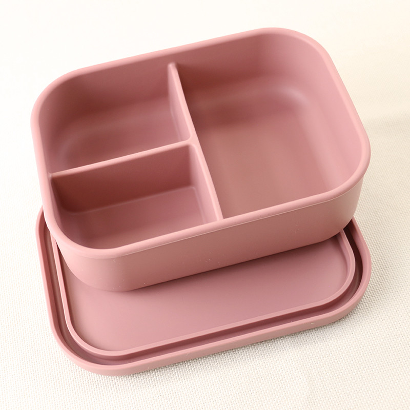 China 3 Compartment Silicone Lunch Containers , Reusable Silicone Bento Lunch Box Leak Proof factory