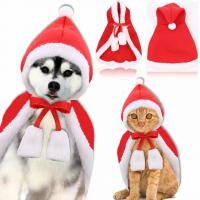 China Adjustable Pet Christmas Outfit Fleece Cloak Cats And Dogs Apparel Red Hat factory