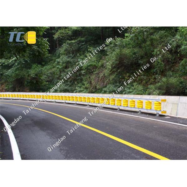 Quality Safety Highway Road Roller Barrier Rolling Guardrail Yellow Anti Corrosion for sale