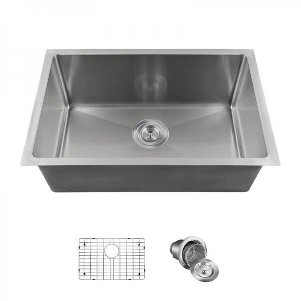 Quality 10mm Rounded Corner Deep Single Bowl Kitchen Sink With Right Angle for sale