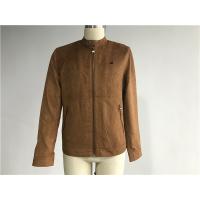 China Tan Color Mens Suede Leather Jacket , Faux Leather Biker Jacket TW69110 factory