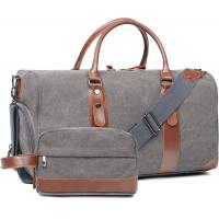 China Canvas Weekender Overnight Bag Carry On Luggage With Shoe Compartment / Toiletry factory