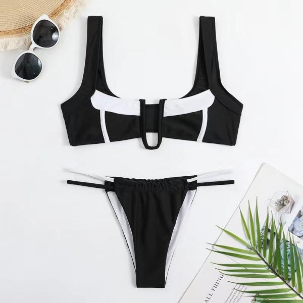 Quality Sexy Black White Bikini Bathing Suits Color Matching U Drag Women 2 Piece Bikini for sale