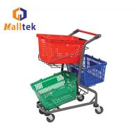 China Removable Double Steel Supermarket Shopping Trolley Cart For Basket for sale