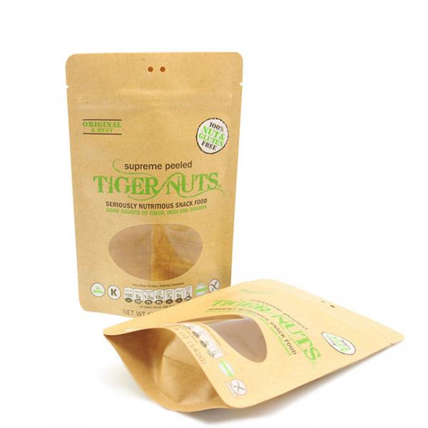 Quality ODM Biodegradable Stand Up Pouches Zipper Top Kraft Window Bags for sale