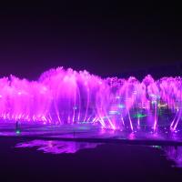 China Large Lake Water Floating Fountain With Dancing Speakers Colorful Water Lamps factory