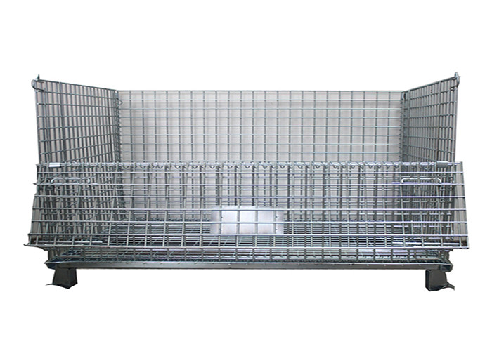 China L1000mm Wire Mesh Container , Foldable Wire Mesh Pallet Cages factory