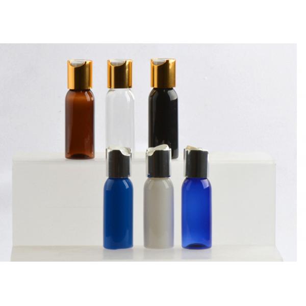 Quality PET Shampoo Plastic Cosmetic Bottles 30ml Non Spill Portable With Aluminum Lid for sale