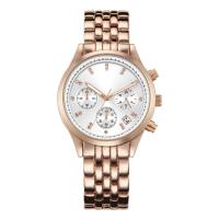 China Round Shaped Large Dial Womens Fashion Watch , Rose Gold Waterproof Watch for sale