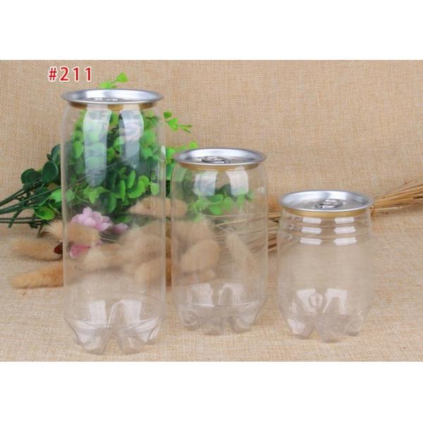 Quality 345ml Airtight Food Grade PET Beverage Cans Transparent Plastic Canisters for sale
