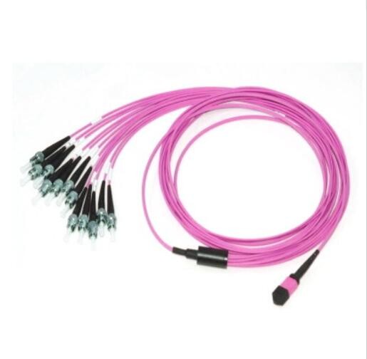 Quality OM4 Fiber Optic MPO To ST , MPO Connector Fiber 125um For Communication for sale