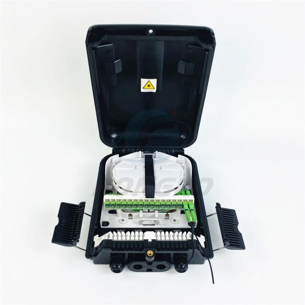 Quality Outdoor Waterproof Black Fiber Optical Fat Ftth Splitter Box Distribution 16 for sale