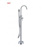 China Chrome Brass Freestanding Bath Tub Faucet OEM Single Lever Floor Mounted With Diverter factory